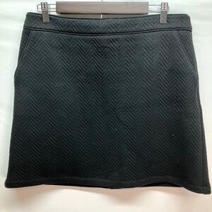 Ann Taylor LOFT Womens Black Quilted Herringbone Textured Mini Skirt‎ Size 8